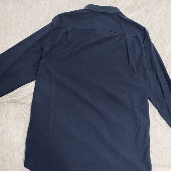 Lacoste Button Down Shirt Men’s Long Sleeve M/L Regular Fit Solid Navy Blue - Picture 3 of 4